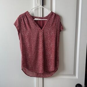 Fun 2 Fun Maroon and White Patterned Blouse